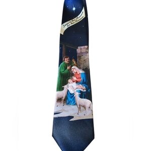 Inspirational Blue Necktie‎ with Star and Message Jesus Christmas